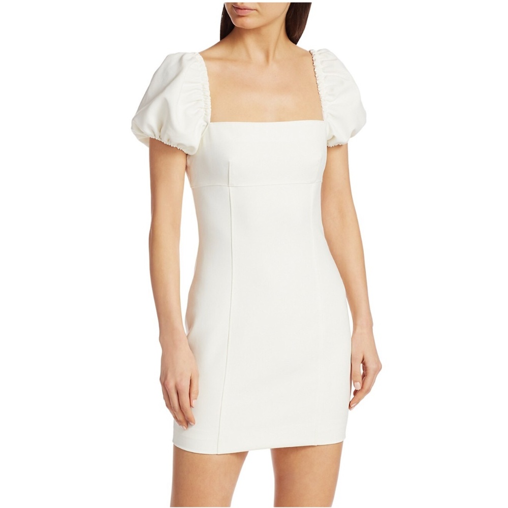 Cinq a Sept Havana white puff sleeve mini dress